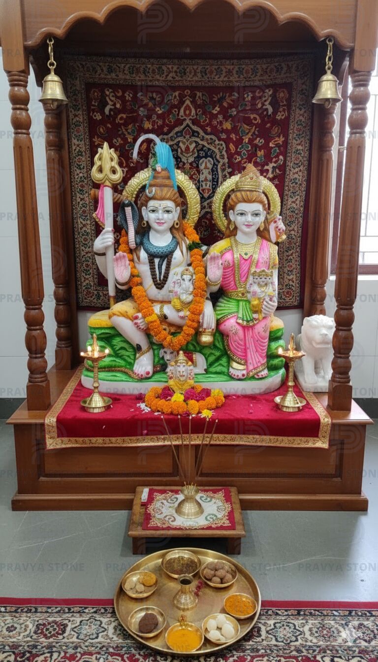 Marble Shiv Parvati Statue