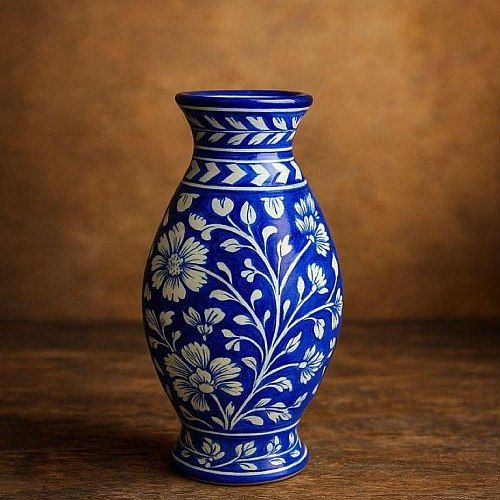 Decorative Blue Pottery Ceramic Flower Vase