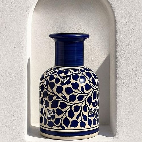 Handicraft Blue Pottery Ceramic Flower Vase