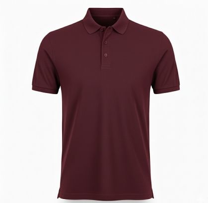 Mens Plain Maroon Cotton Pique Regular Fit Polo T-Shirt
