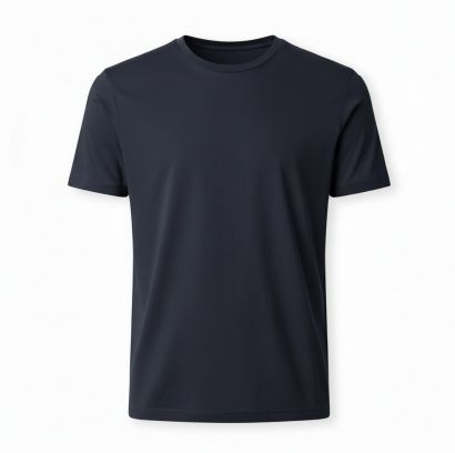 Mens Plain Navy Blue Cotton Round Neck T-Shirt