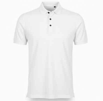 Mens Plain White Cotton Pique Regular Fit Polo T-Shirt