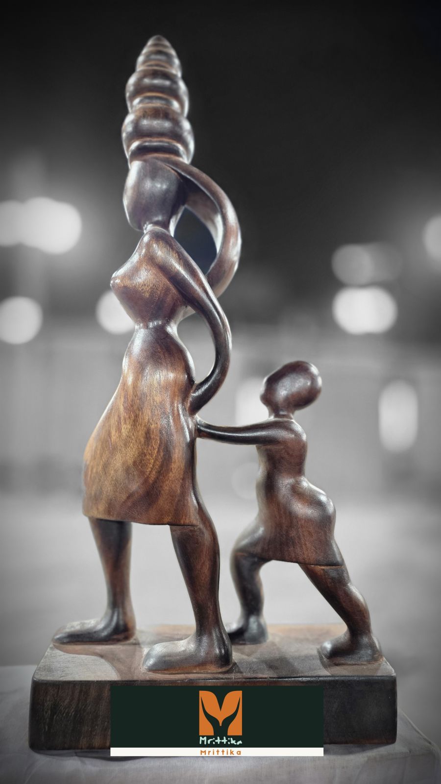 M003001 Mother &AMP; Son Wooden Model Home Office Decor 20 Inch