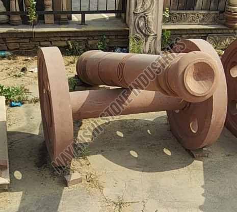 Sandstone Polished Red Sand Stone Canon for Decorative