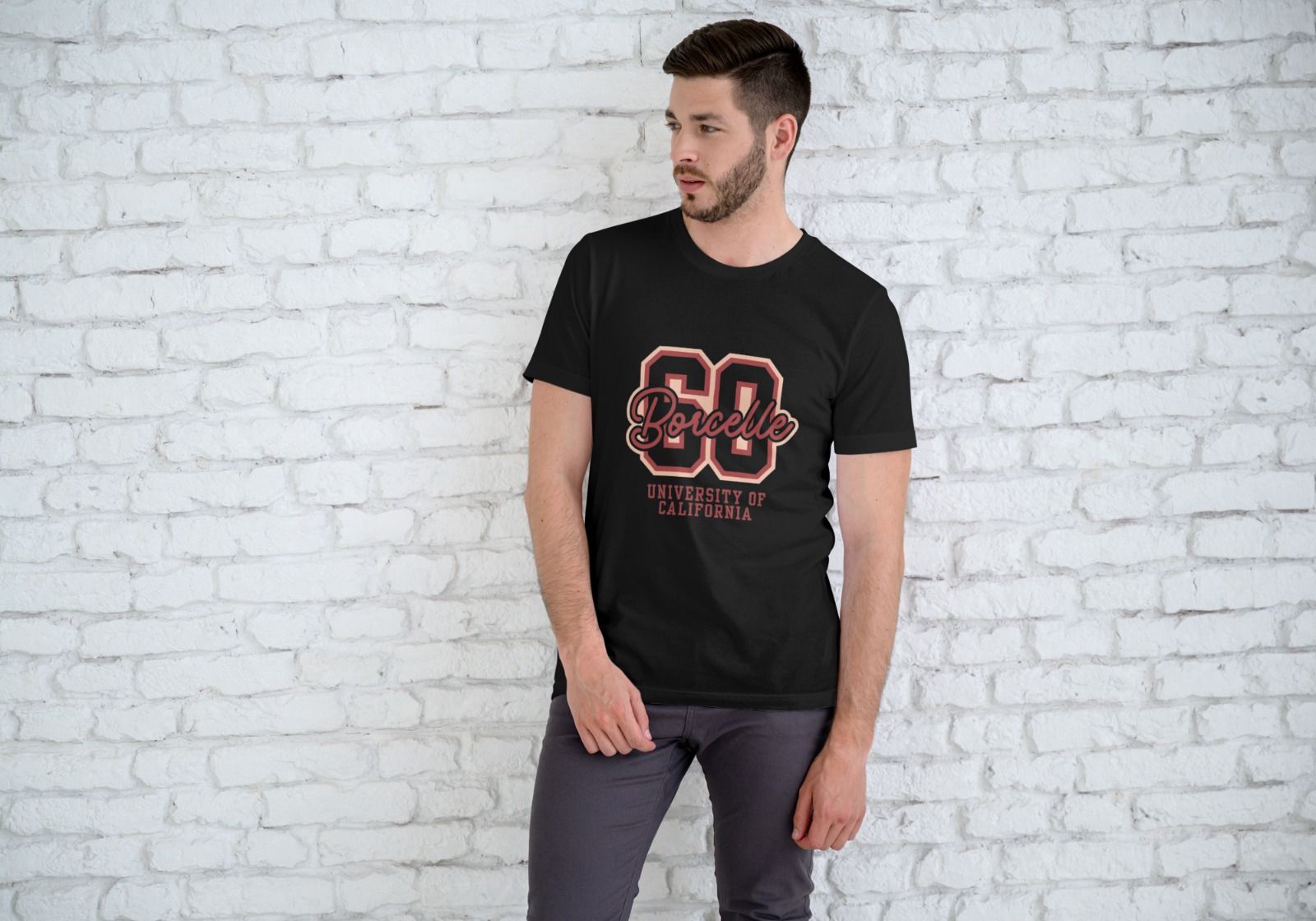 Black Men Cotton Printed Tee Shirt