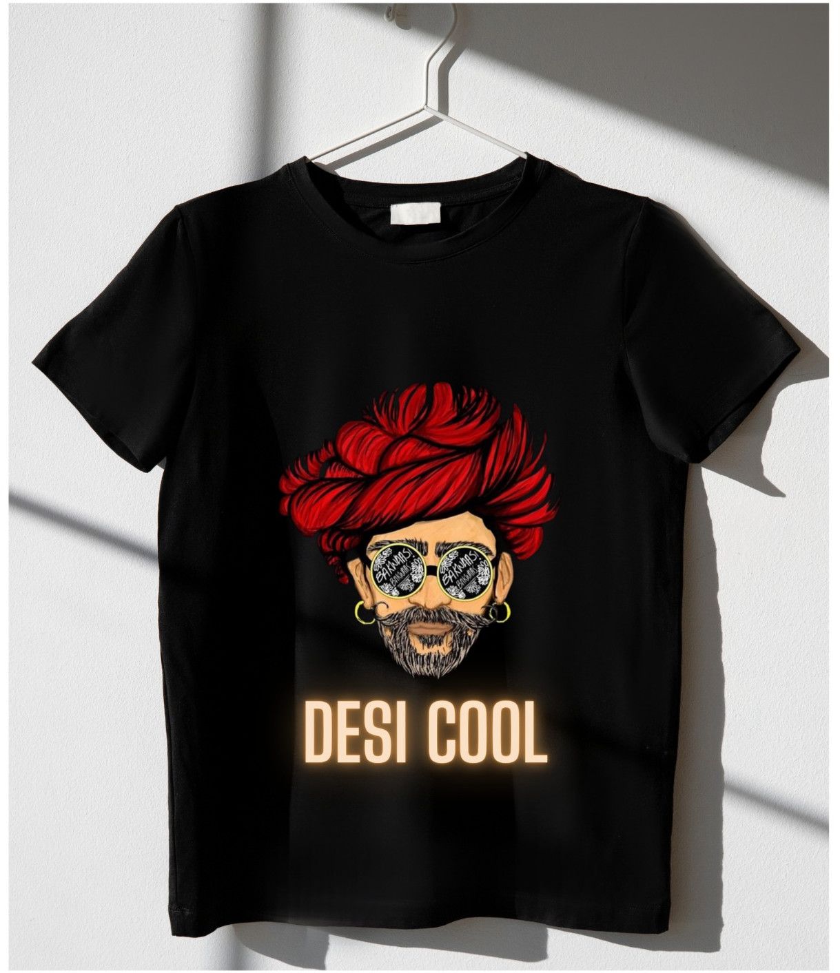 Black Men Modern Printed Cotton T-Shirt