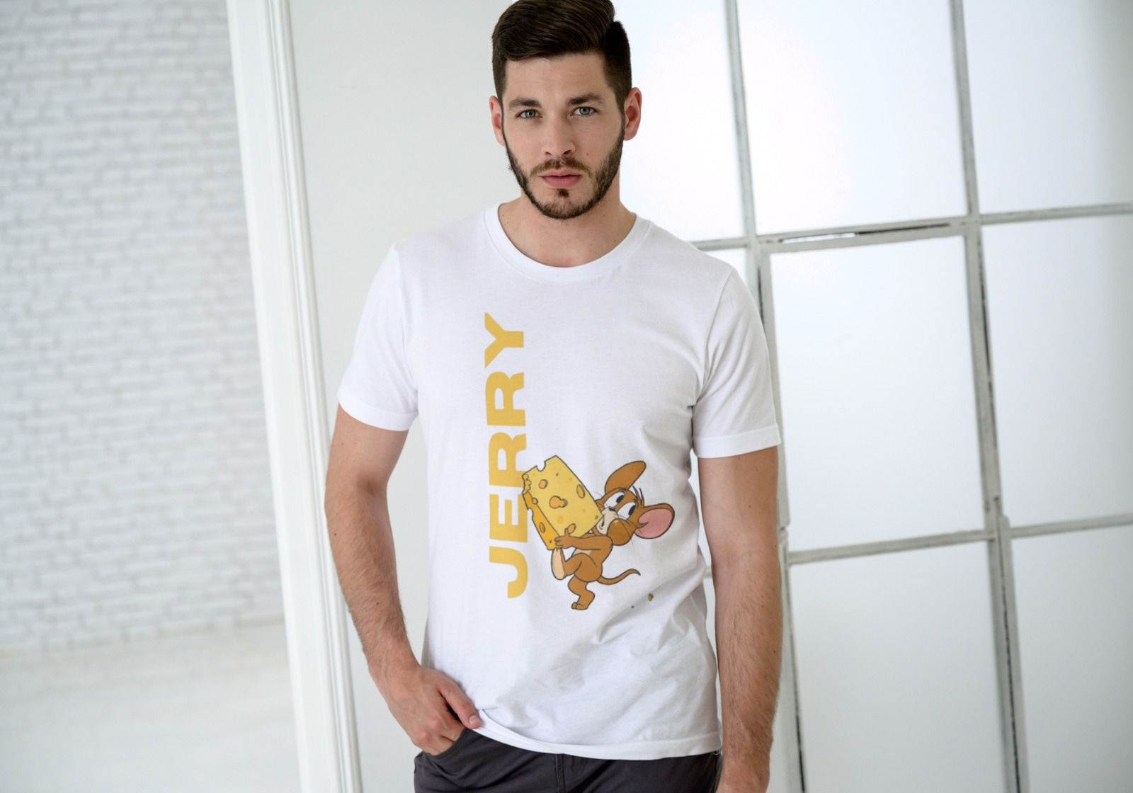 White Men Graphic Printed Cotton T-Shirt