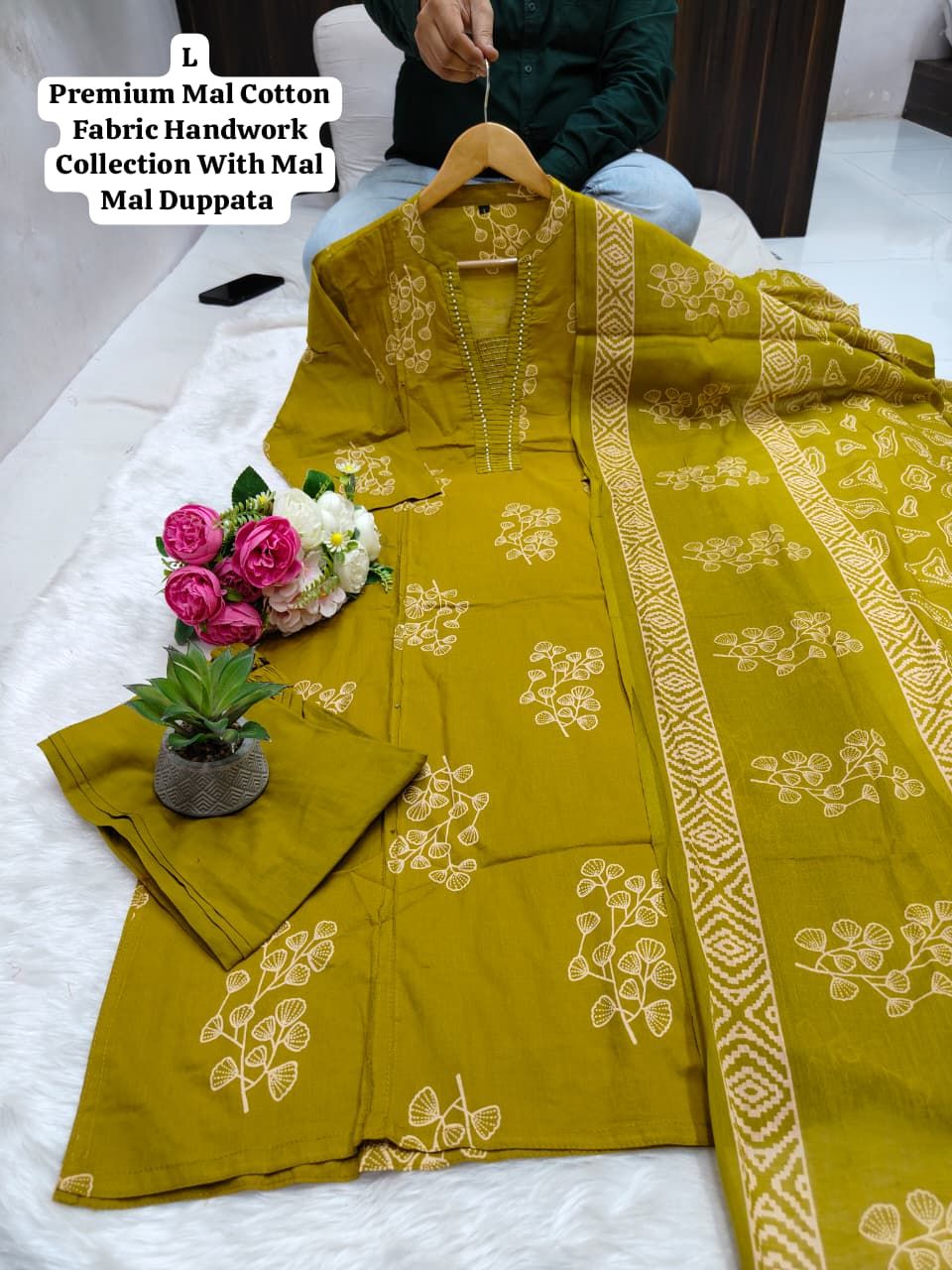 Cotton Kurti Pant Dupatta Set