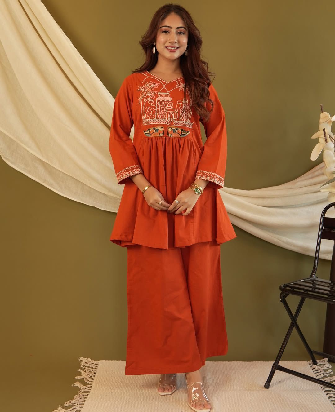 Designer Embroidered Cotton Co Ord Set