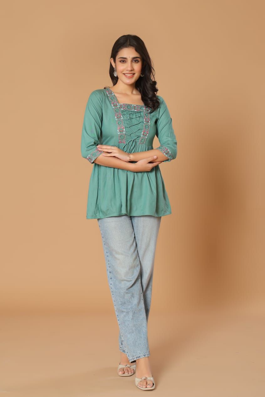 Designer Embroidered Short Kurti