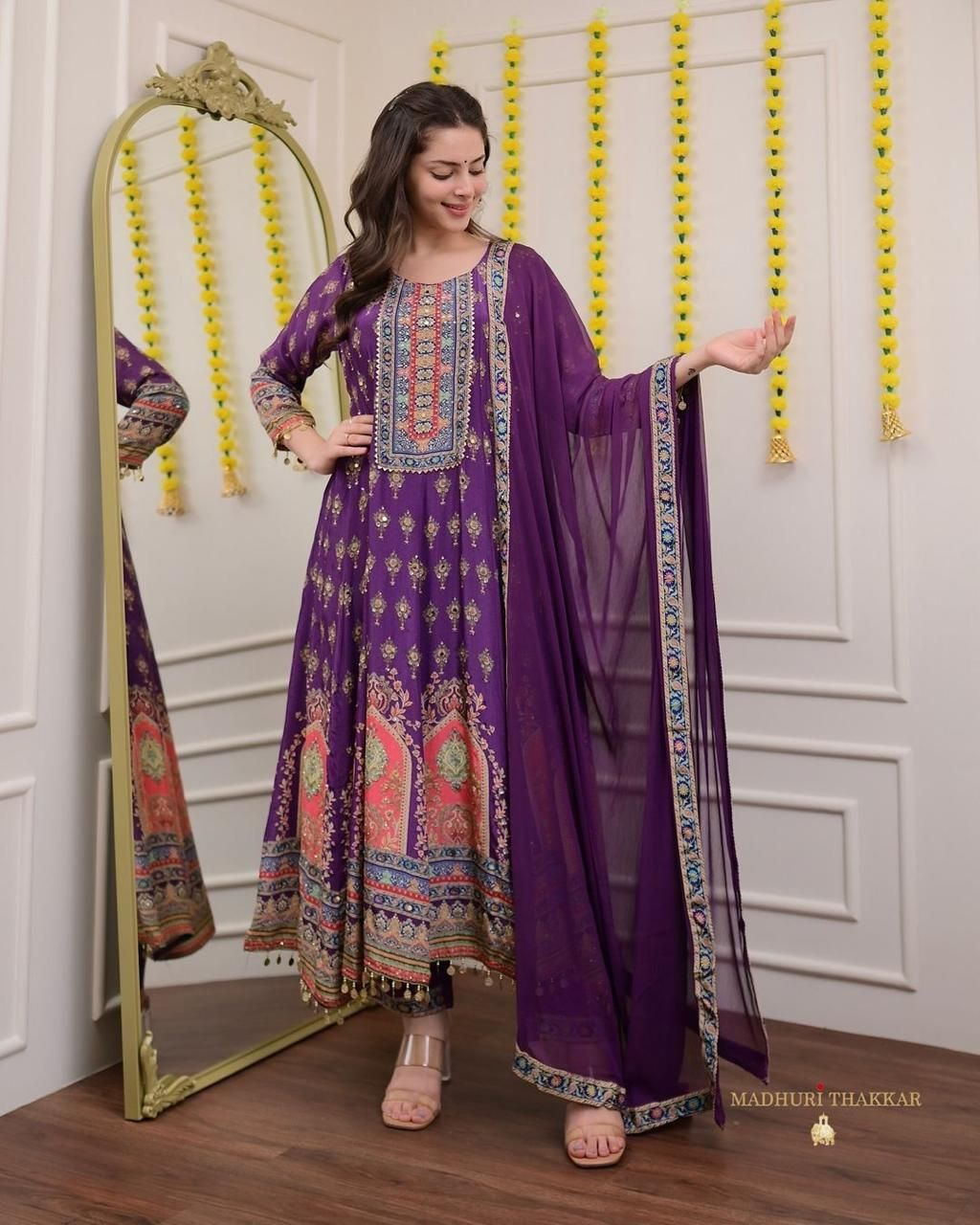 Embroidered Chinon Silk Kurta Salwar Set