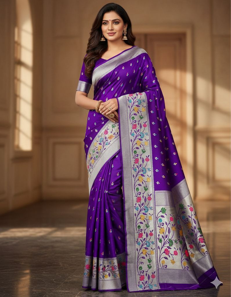 Printed Paithani Silk Saree