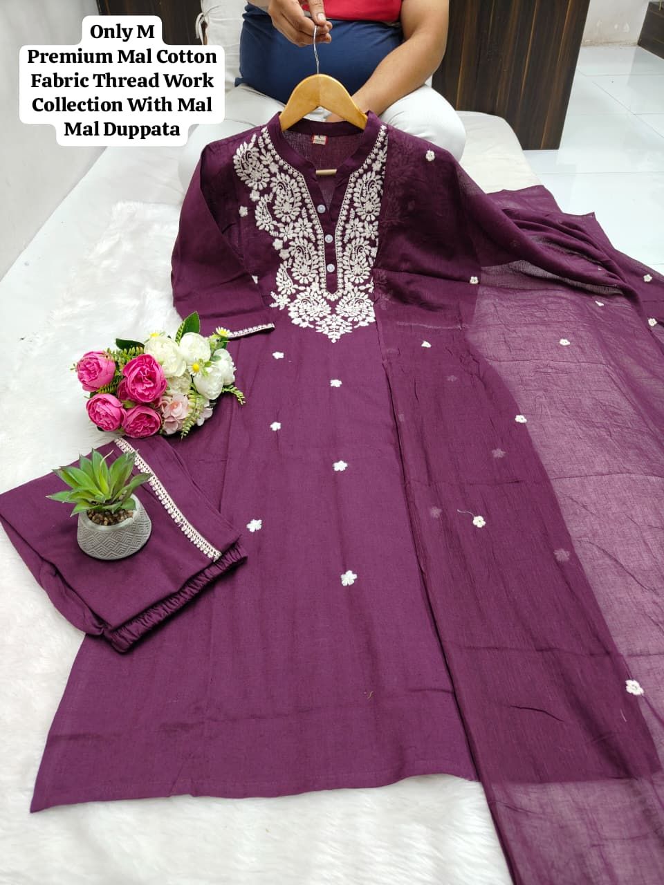 Summer Wear Cotton Kurti Pant Dupatta Set