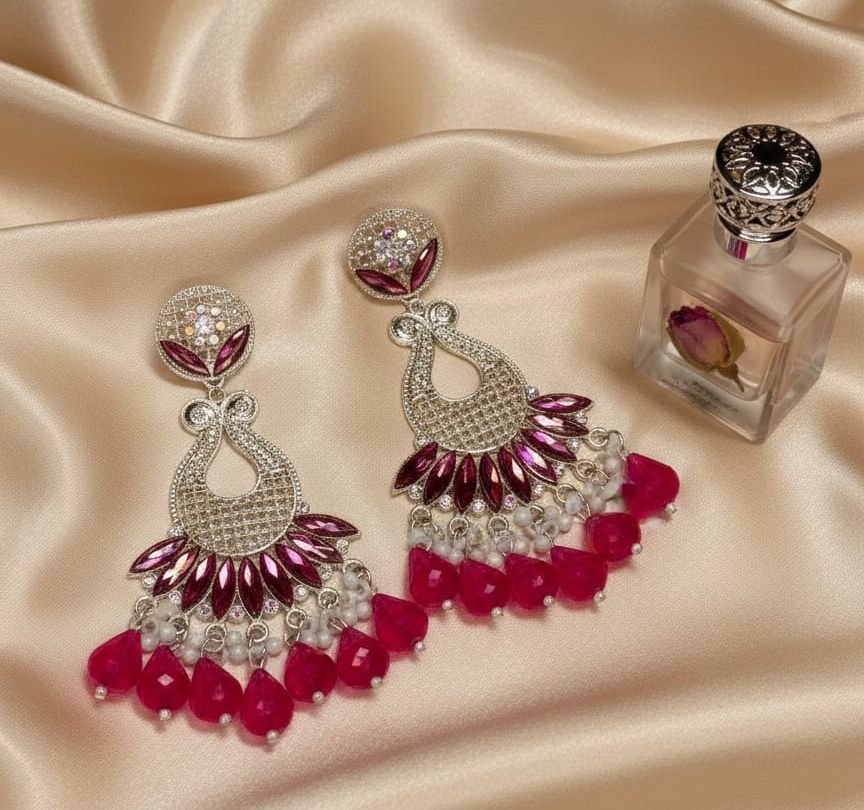 Ladies Rani Pink Designer Drop Earrings