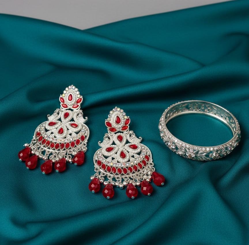 Ladies Red Designer Drop Earrings