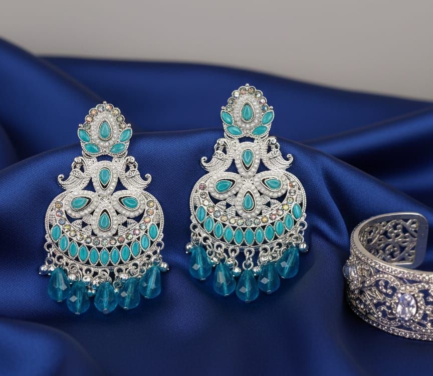 Ladies Sea Green Designer Drop Earrings