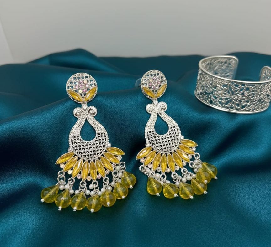 Ladies Yellow Designer Drop Earrings