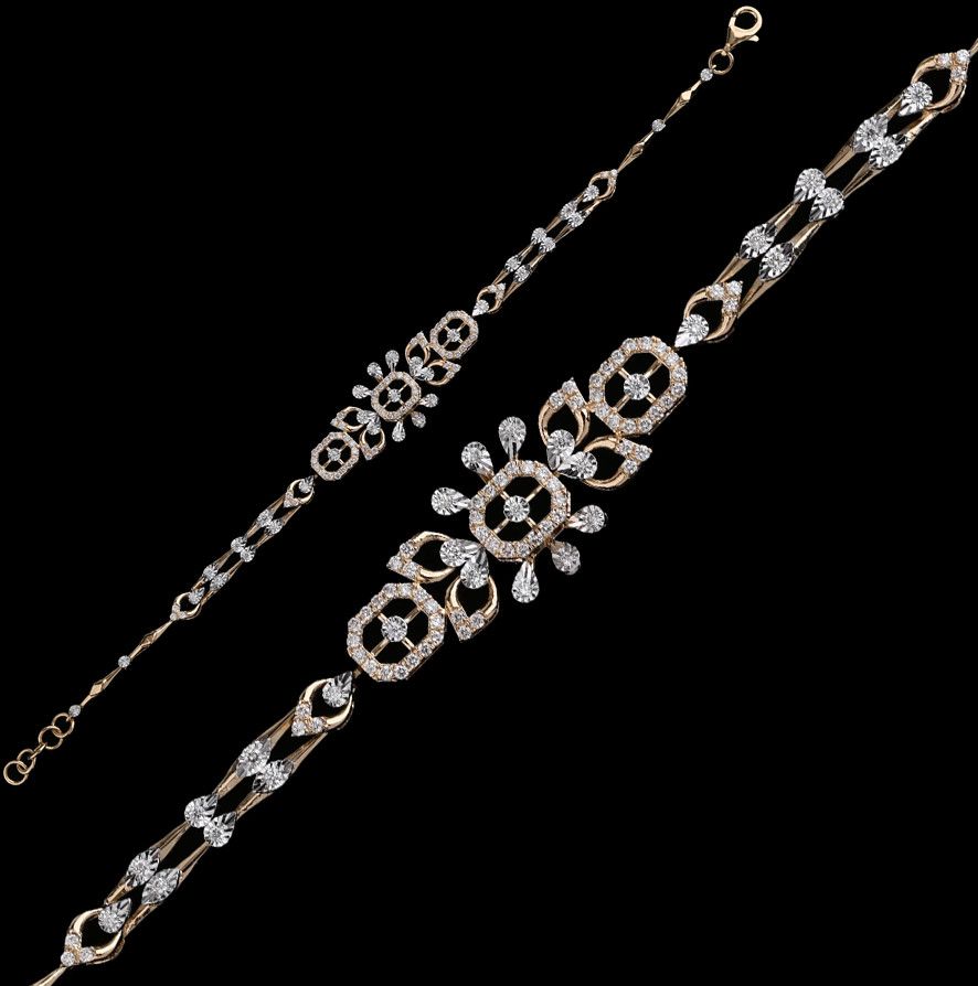 18k Gold Geometric Diamond Link Bracelet
