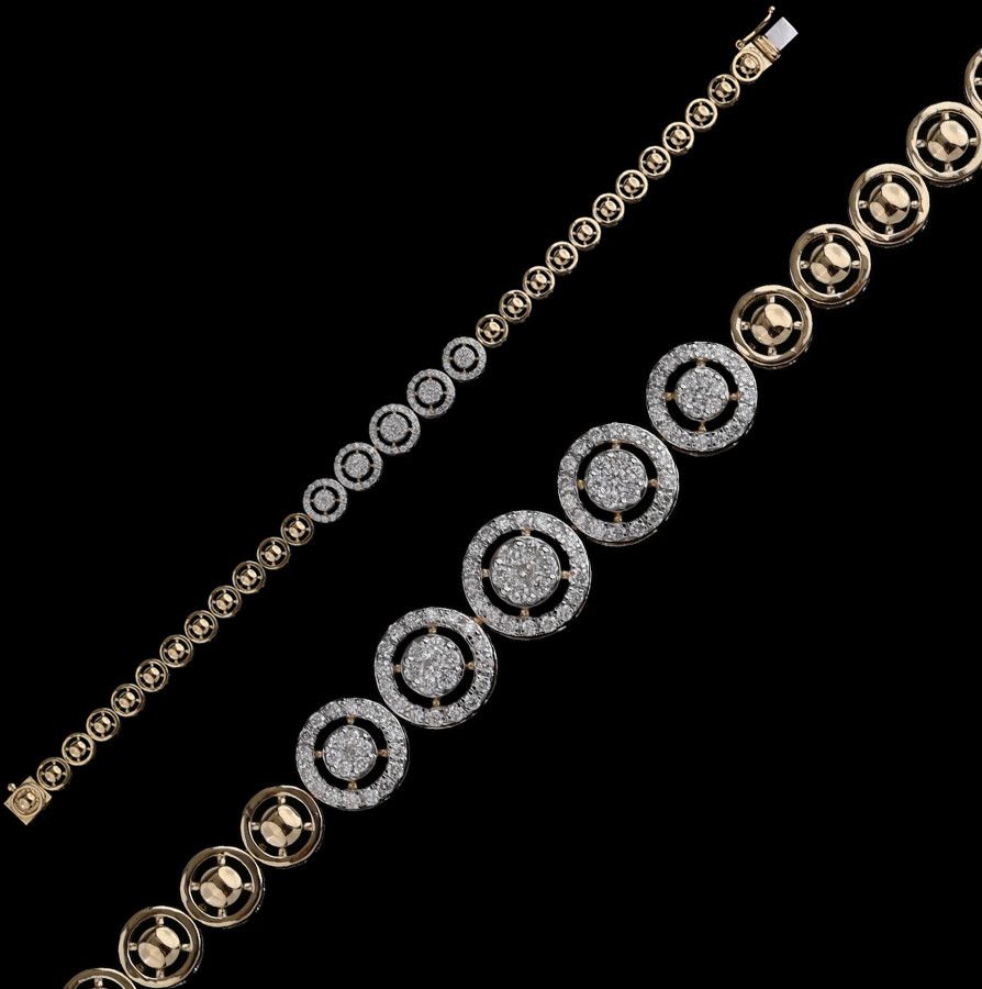 18k Gold Halo Diamond Station Bracelet
