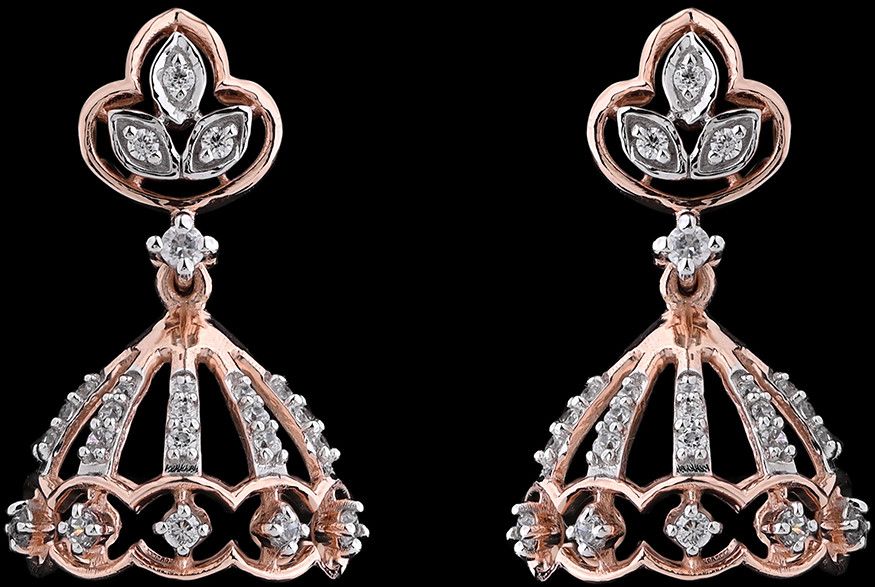 18k Gold Intricate Geometric Lattice Diamond Earrings
