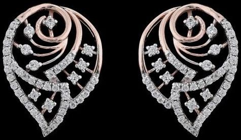 18k Gold Intricate Geometric Lattice Diamond Studs