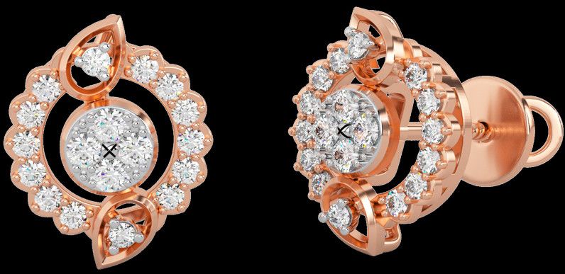 18k Gold Minimalist Marquise Cut Diamond Style Studs