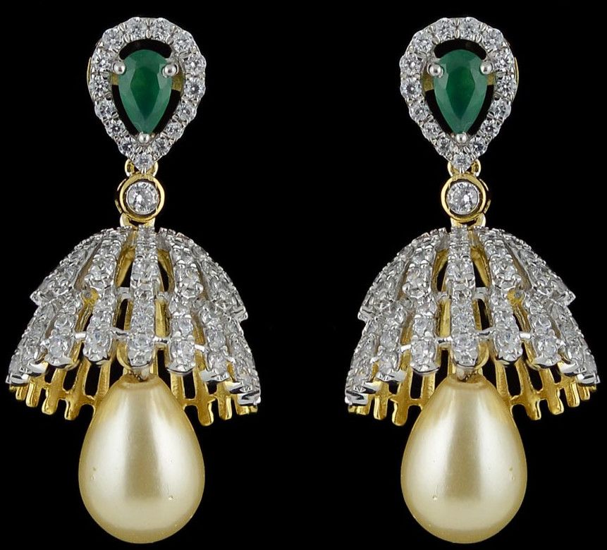 18k Gold Modern Teardrop Gemstone Earrings with Pavé Diamond Accents