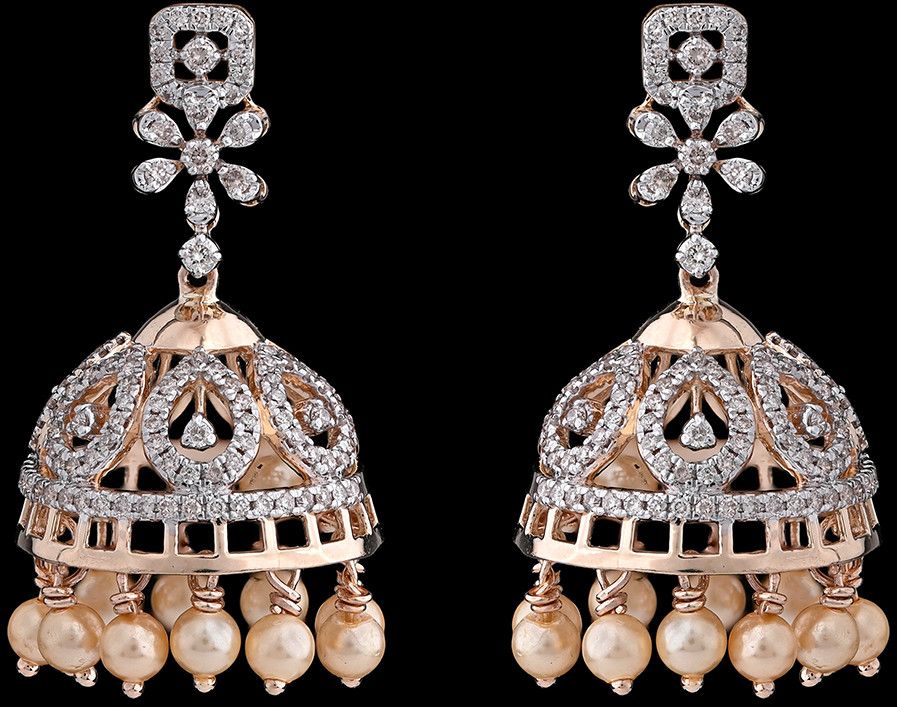 18k Gold Ornate Diamond Drop Earrings with Gemstone Dangle