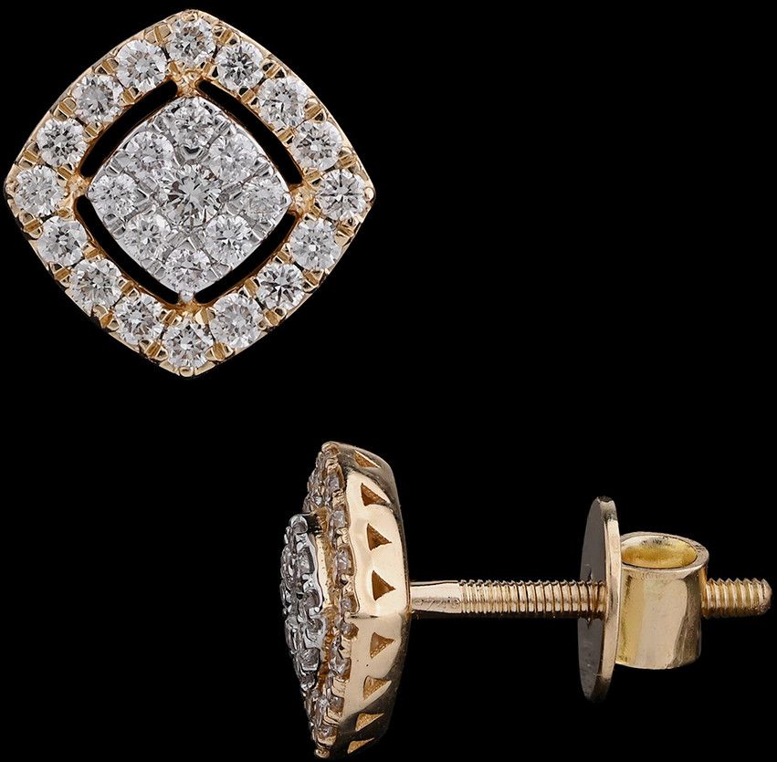 18k Gold Petite Daily Wear Diamond Halo Studs