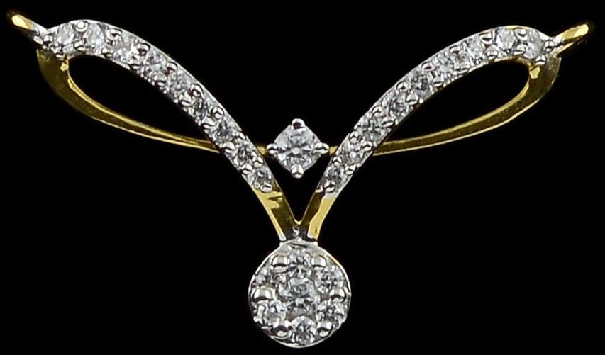 18k Gold Sleek Bar Style Diamond Mangalsutra