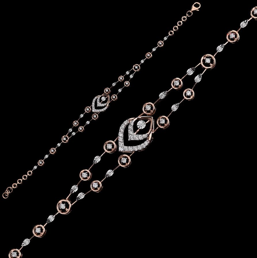 18k Gold V Shape Diamond Station Bracelet