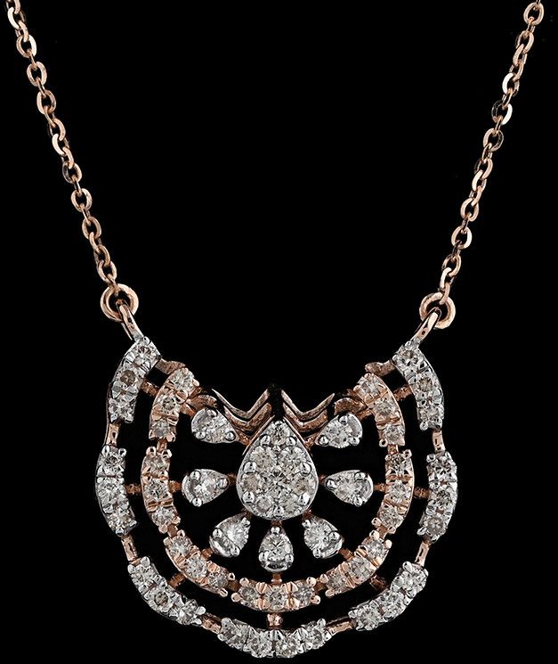 18K Rose Gold Classic Diamond Pendant Mangalsutra