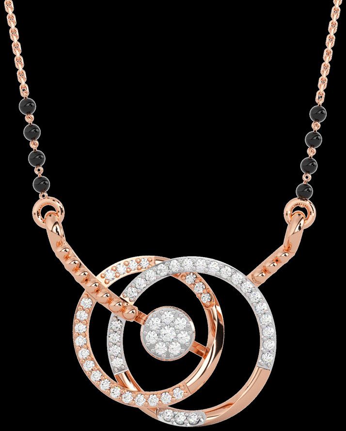 18k Rose Gold Round Delicate Diamond Mangalsutra