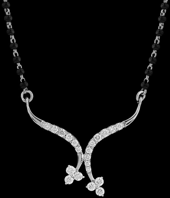 18K Whitel Gold Light Daily Wear Diamond Mangalsutra