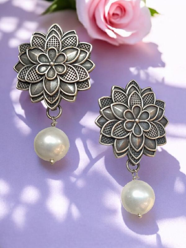 Lotus Silver Replica Handmade Earrings