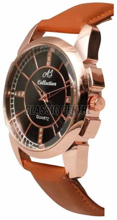 Rose Gold Leather Strap Analog Watch For Men