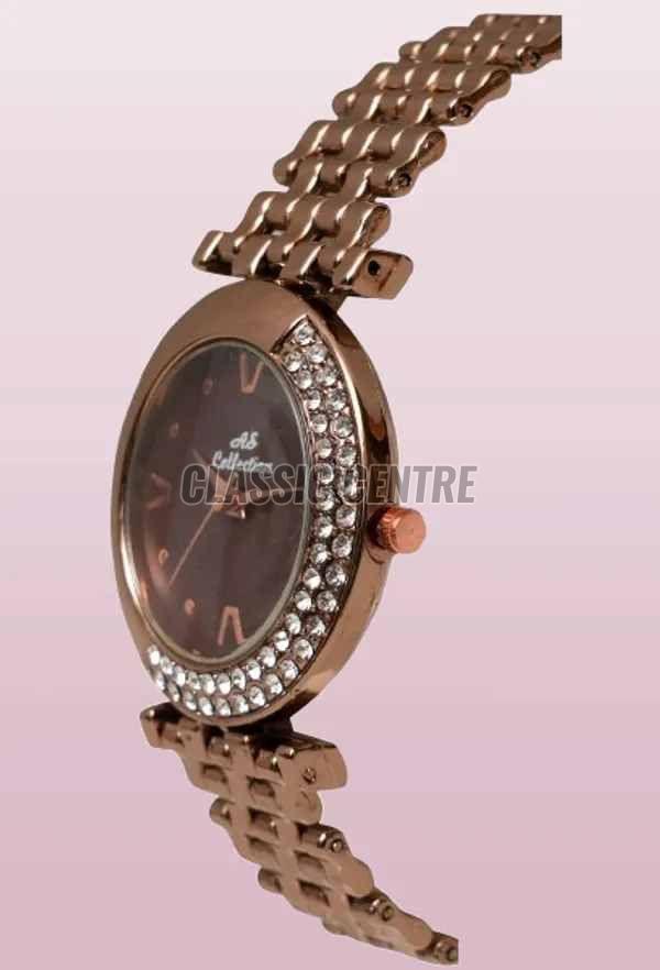 Women Stainless Steel Diamond Studded Watch