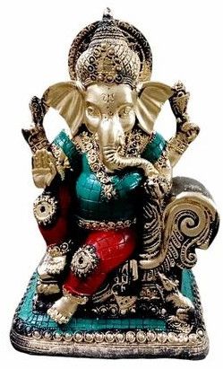 Marble Ganesh Statute, Color : Multicolor for Home Decor