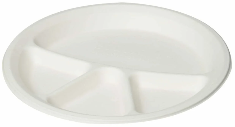 Bagasse 11Inch 4-COMP Round Plate