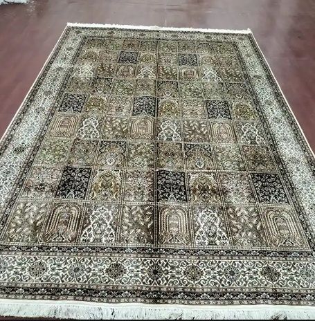 Kashan Handmade Area Rug Kashmiri Pure Silk Carpet
