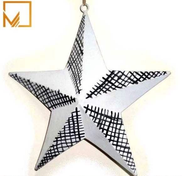 Christmas White Metal Hanging Star with Black Shadow