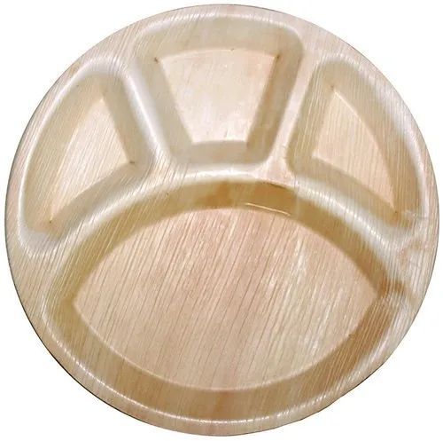12 Inch Round 4 Compartment Areca Leaf Plate