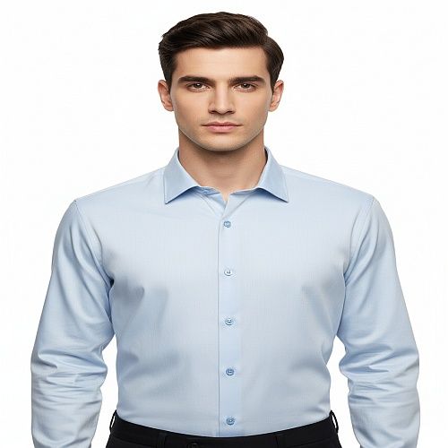 Mens Sky Blue Full Sleeve Cotton Shirt