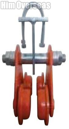 Pressed Steel Double Wheel Trolley, Color : Grey & Brown for Industrial