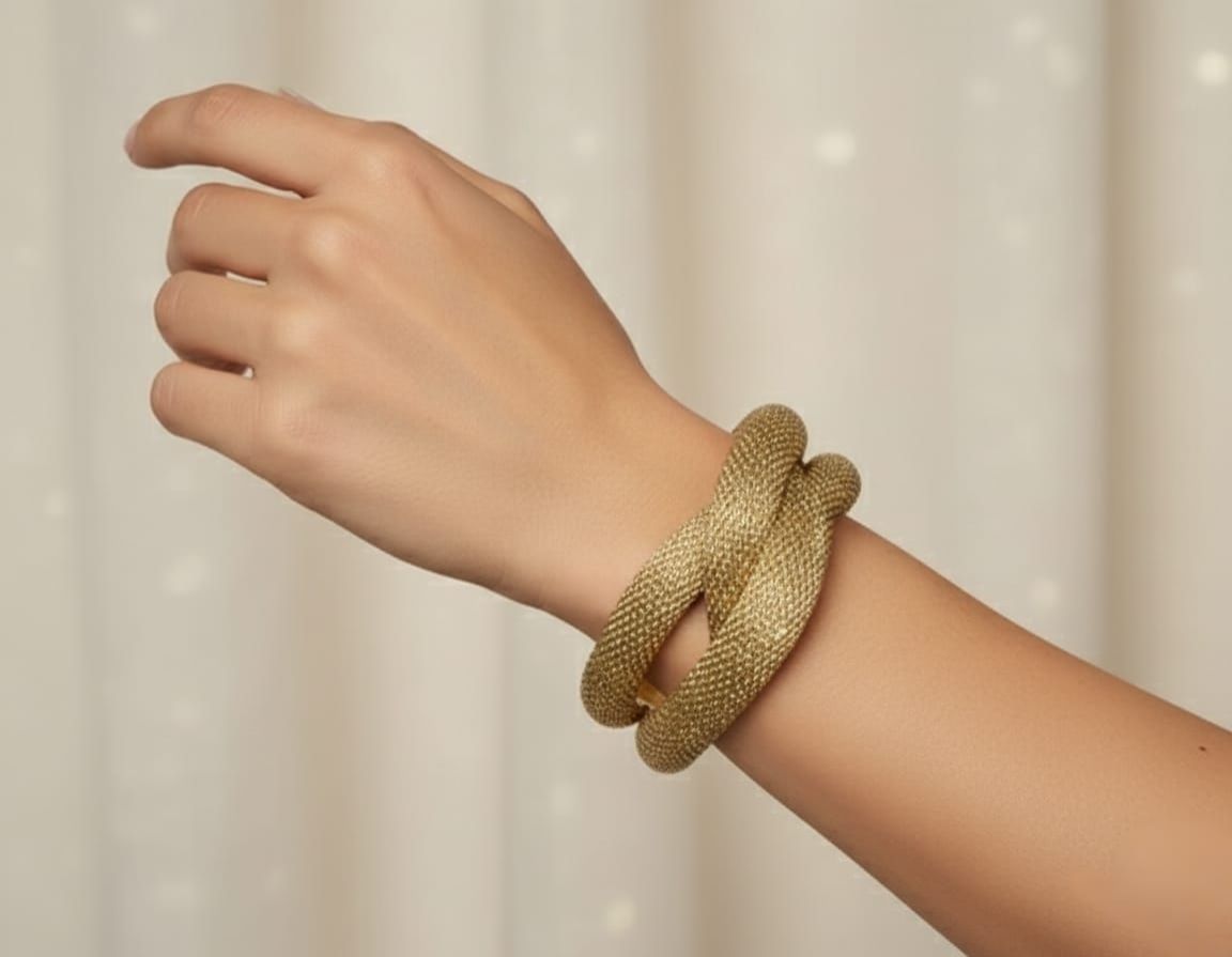 Artificial Gold Mesh Twisted Bracelet