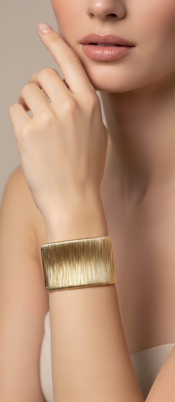 Gold Tone Wire Wrapped Cuff Bracelet