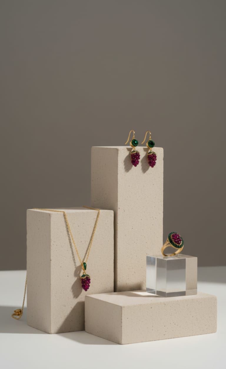 Grape Cluster Artificial Stone Pendant Set