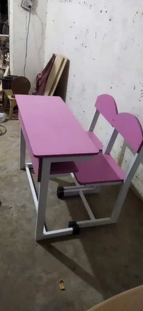 2 Seater Pink Iron Frame School Desk