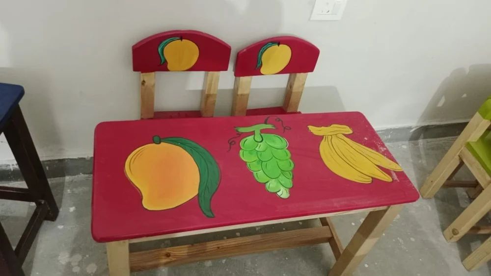 Fruit Theme Rectangular Wooden Kid Table Set