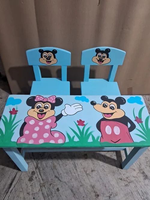 Mickey Mouse Theme Wooden Kid Table Chair Set